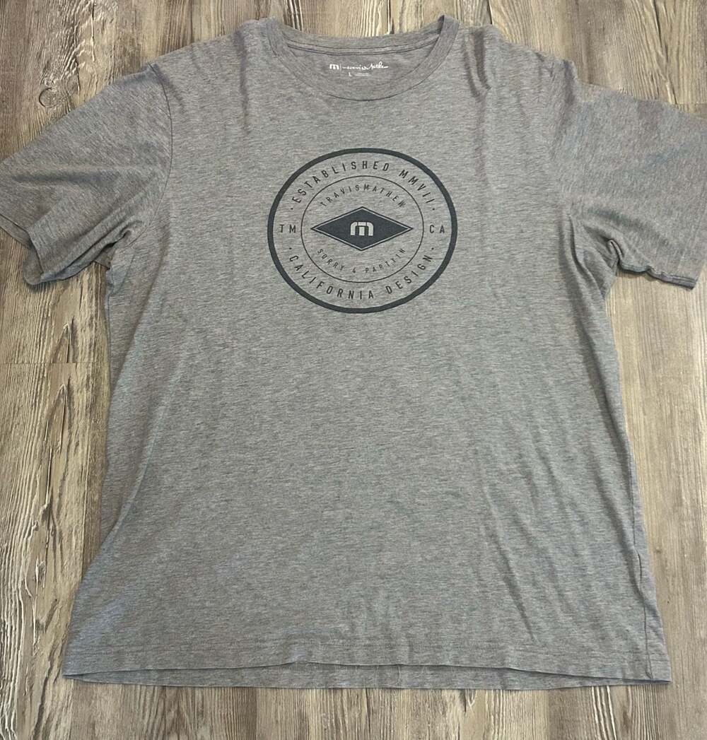 TravisMathew Gray Logo Graphic T-Shirt Men's Large
